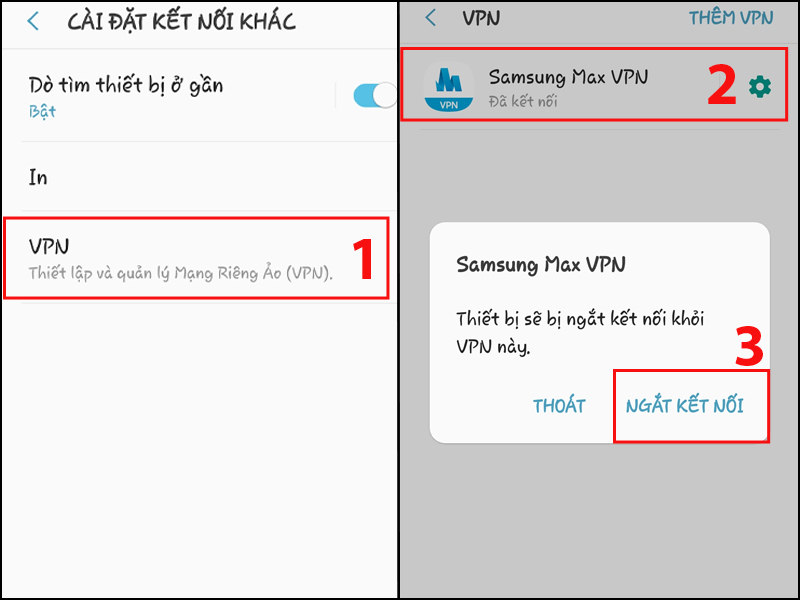 Ng&aacute;t kết nối VPN